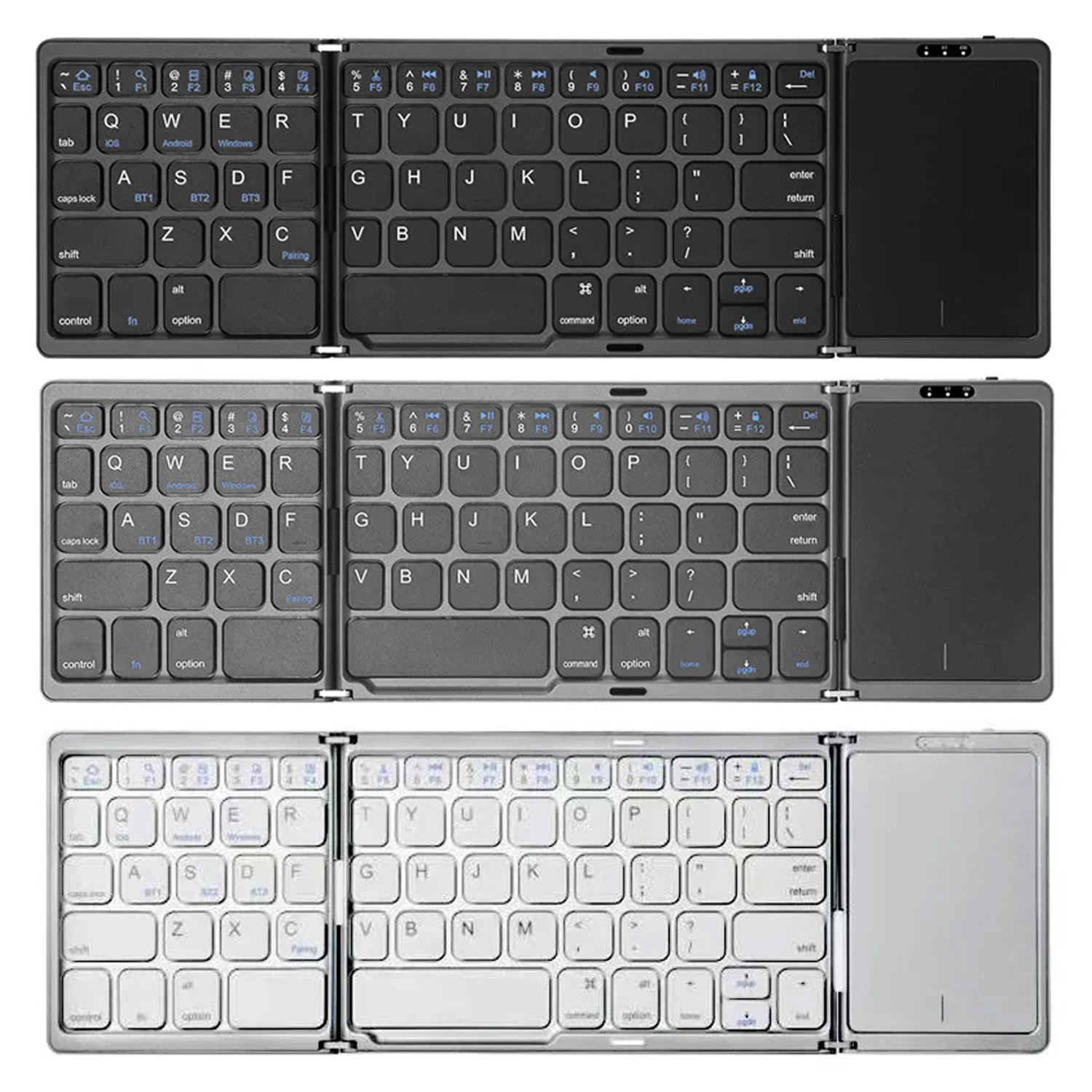 Gaming Keyboard Mini - 3‑Fold Bluetooth Keyboard with Touchpad, Rechargeable